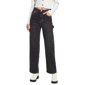 BP Black Contrast Stitch Wide Leg Carpenter Jeans 33